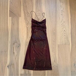 TFNC London Burgundy Spaghetti Strap Snakesin Dress, size S